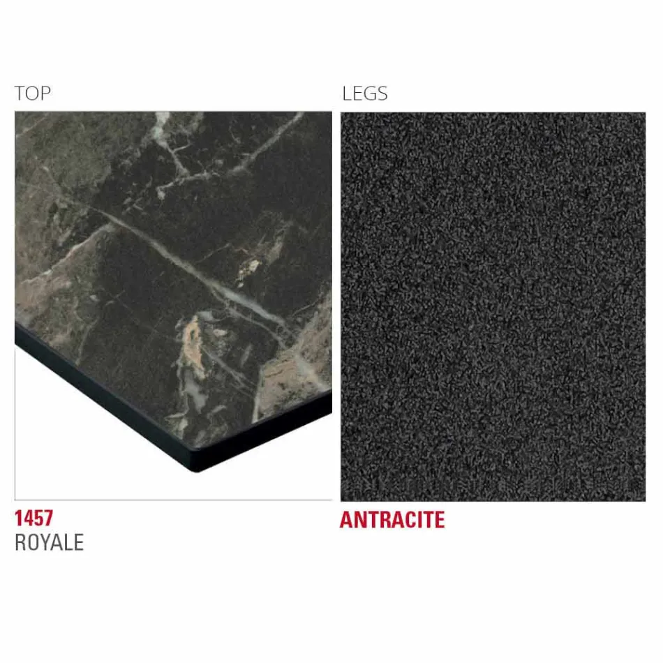 Table de cuisine en HPL avec base en métal anthracite fabriquée en Italie - Aresto Viadurini