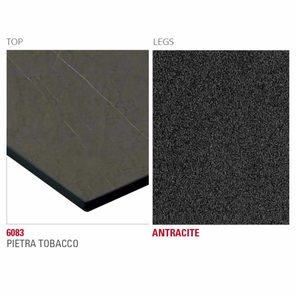 Table de cuisine en HPL avec base en métal anthracite fabriquée en Italie - Aresto Viadurini