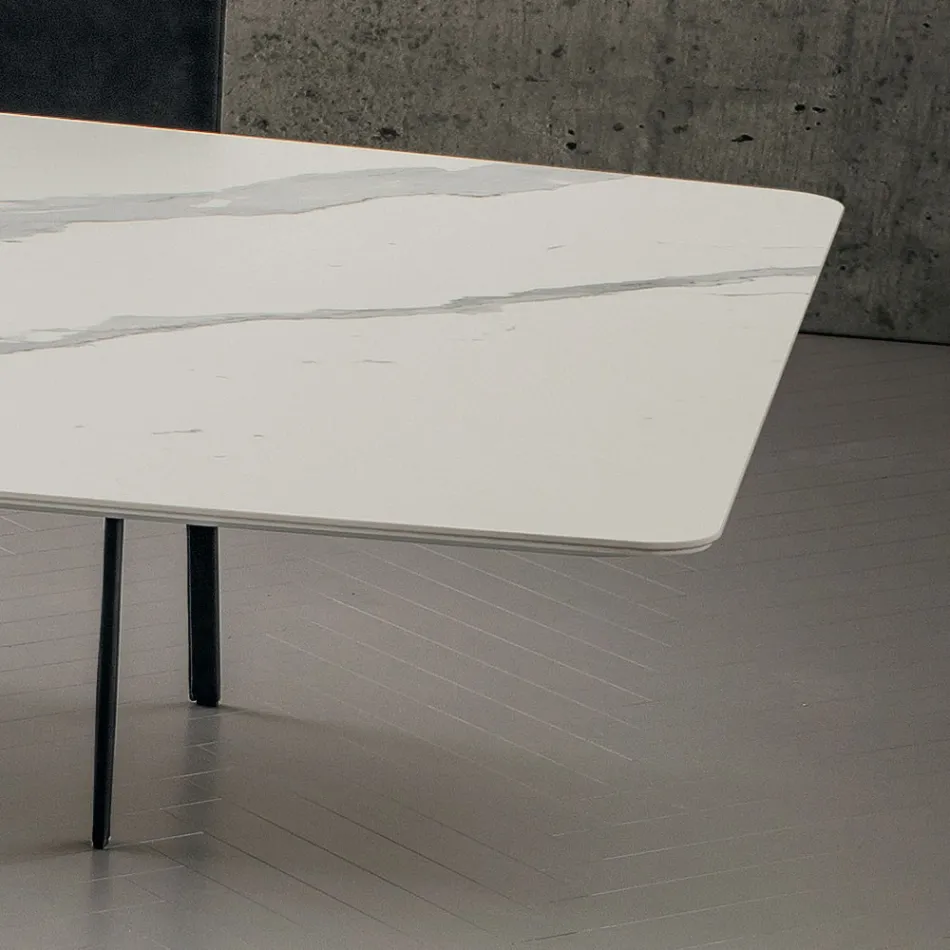 Table de cuisine en Laminam avec structure en métal Made in Italy - Carlino Viadurini