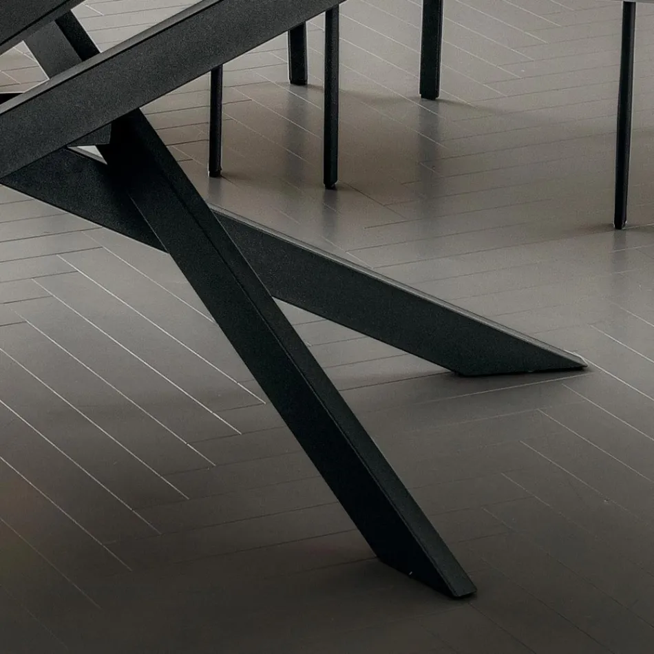 Table de cuisine en Laminam avec structure en métal Made in Italy - Carlino Viadurini