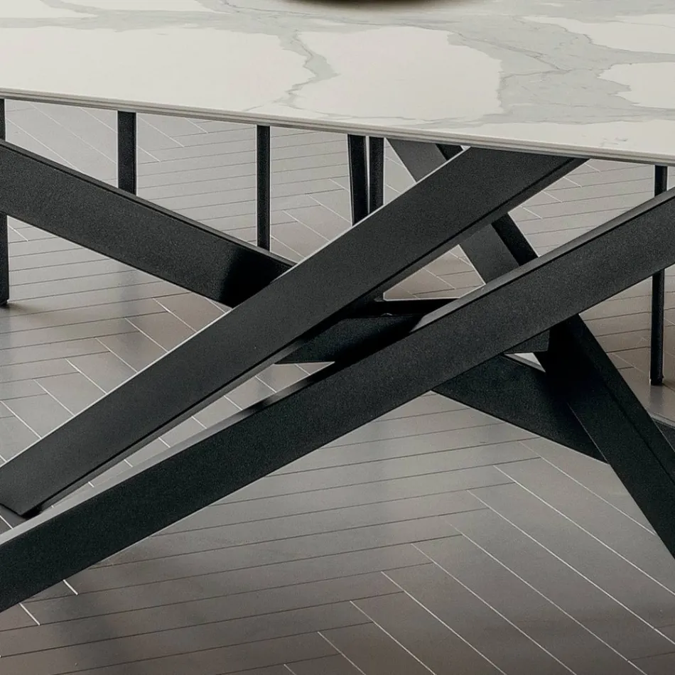 Table de cuisine en Laminam avec structure en métal Made in Italy - Carlino Viadurini