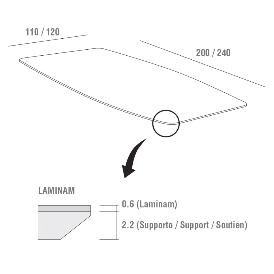 Table de cuisine en Laminam avec structure en métal Made in Italy - Carlino Viadurini