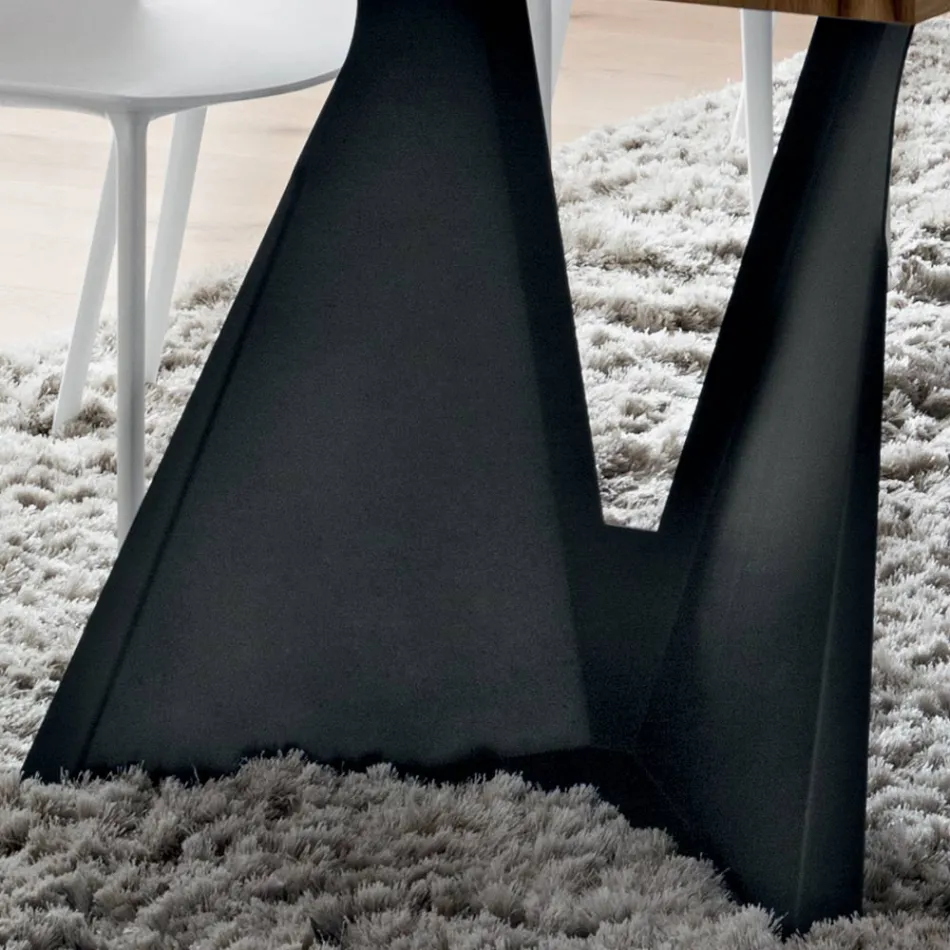 Table de cuisine en bois et métal fabriquée en Italie, haute qualité - Dotto Viadurini