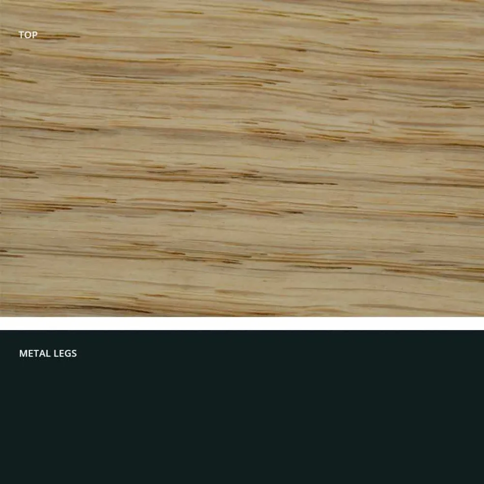 Table de cuisine en bois massif et métal fabriquée en Italie, Flora Viadurini