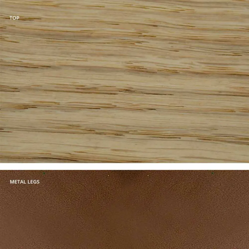 Table de cuisine en bois massif et métal fabriquée en Italie, Flora Viadurini