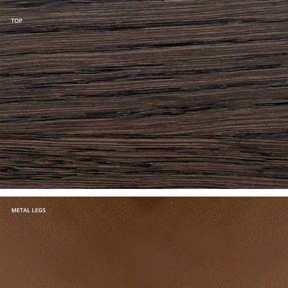 Table de cuisine en bois massif et métal fabriquée en Italie, Flora Viadurini