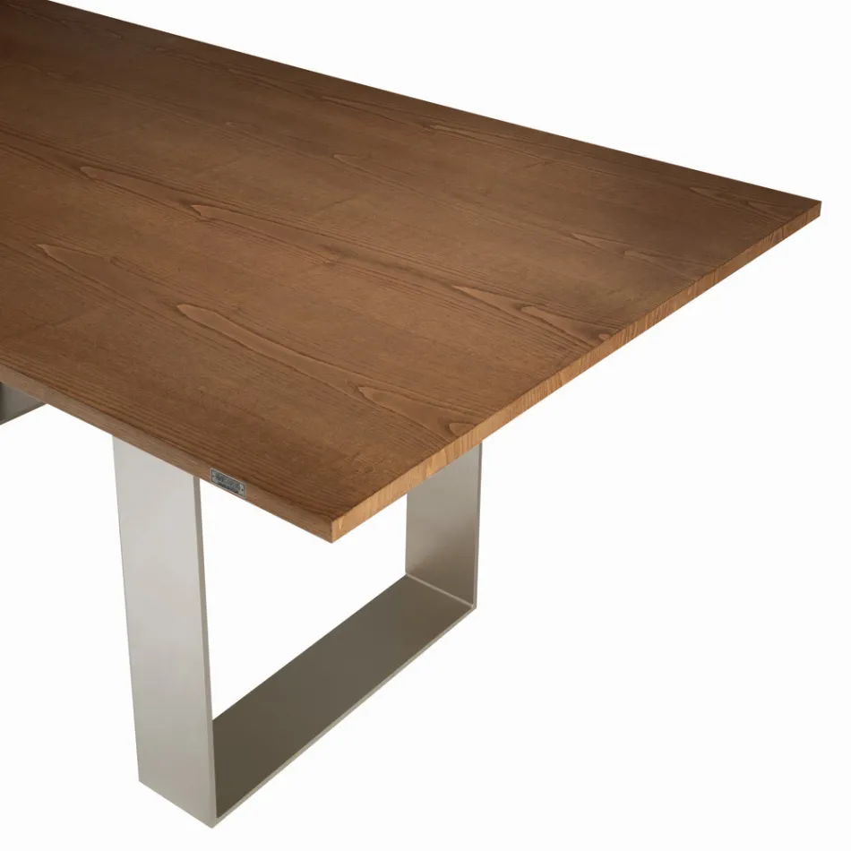 Table de cuisine en bois massif et pieds en fer Made in Italy - Pegasus Viadurini