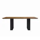 Table de cuisine en bois massif et pieds en fer Made in Italy - Pegasus Viadurini