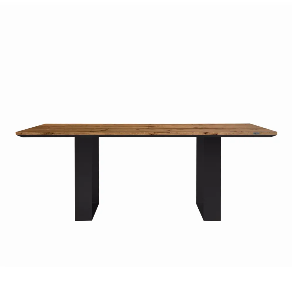 Table de cuisine en bois massif et pieds en fer Made in Italy - Pegasus Viadurini