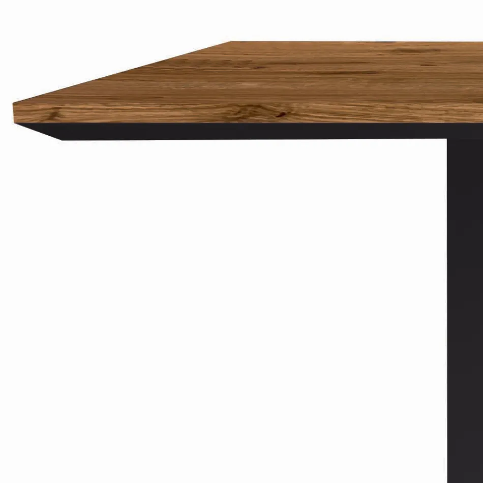 Table de cuisine en bois massif et pieds en fer Made in Italy - Pegasus Viadurini