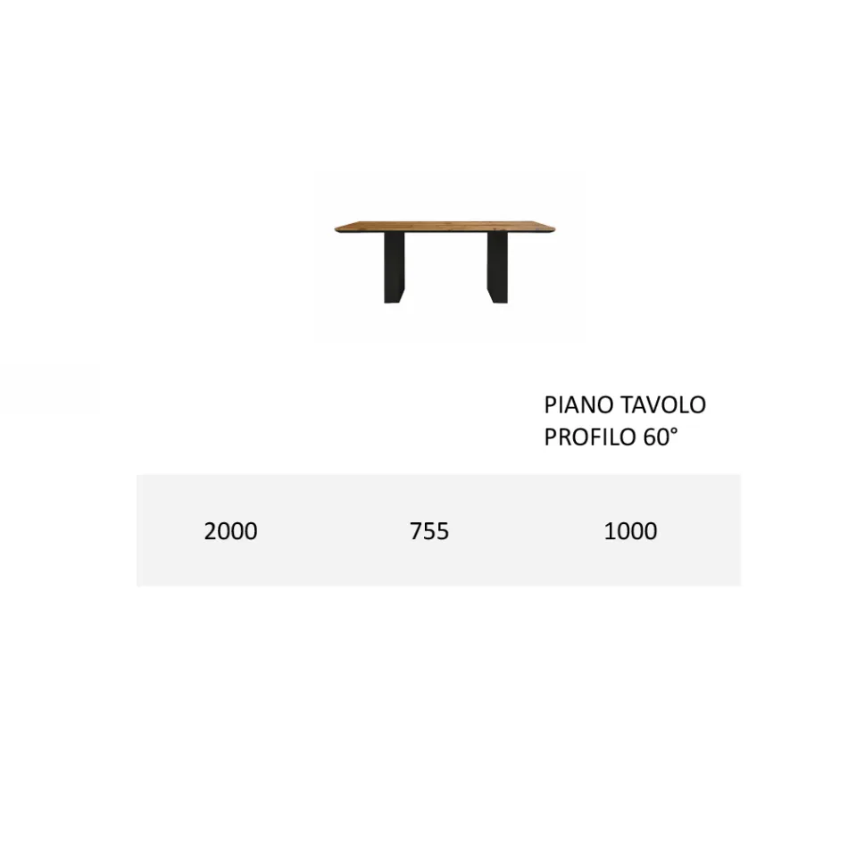 Table de cuisine en bois massif et pieds en fer Made in Italy - Pegasus Viadurini