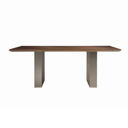Table de cuisine en bois massif et pieds en fer Made in Italy - Pegasus Viadurini