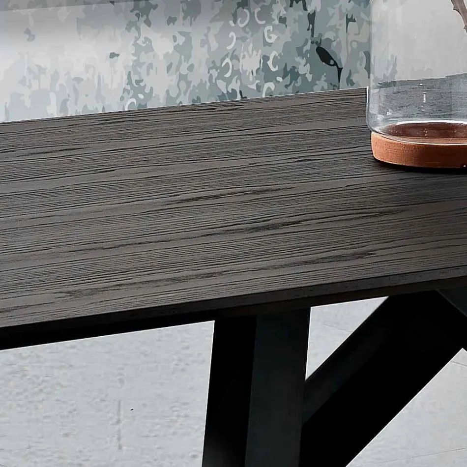 Table de cuisine en MDF et métal fabriquée en Italie, Wilmer Viadurini