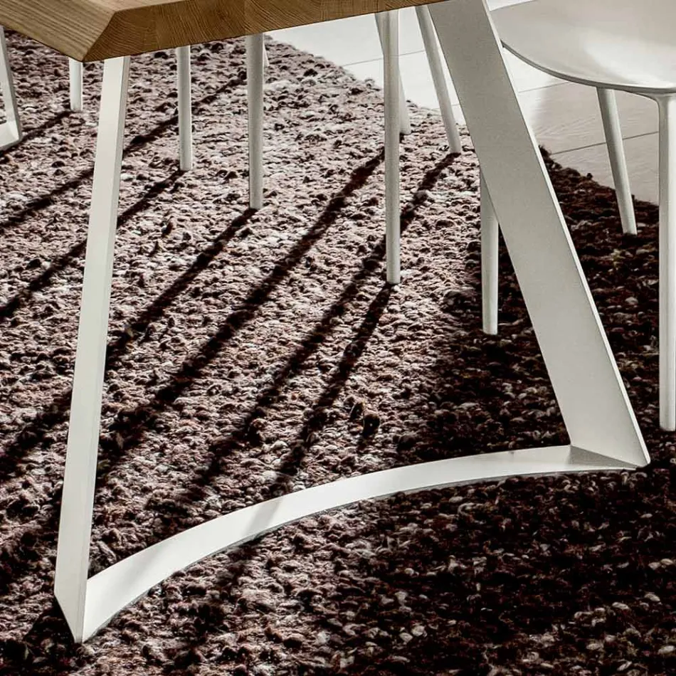 Table de cuisine en bois écorcé de haute qualité fabriquée en Italie - Pinocchio Viadurini