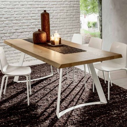 Table de cuisine en bois écorcé de haute qualité fabriquée en Italie - Pinocchio Viadurini