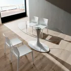 Table de cuisine de luxe en verre trempé et marbre fabriquée en Italie - Brontolo Viadurini