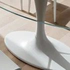 Table de cuisine de luxe en verre trempé et marbre fabriquée en Italie - Brontolo Viadurini