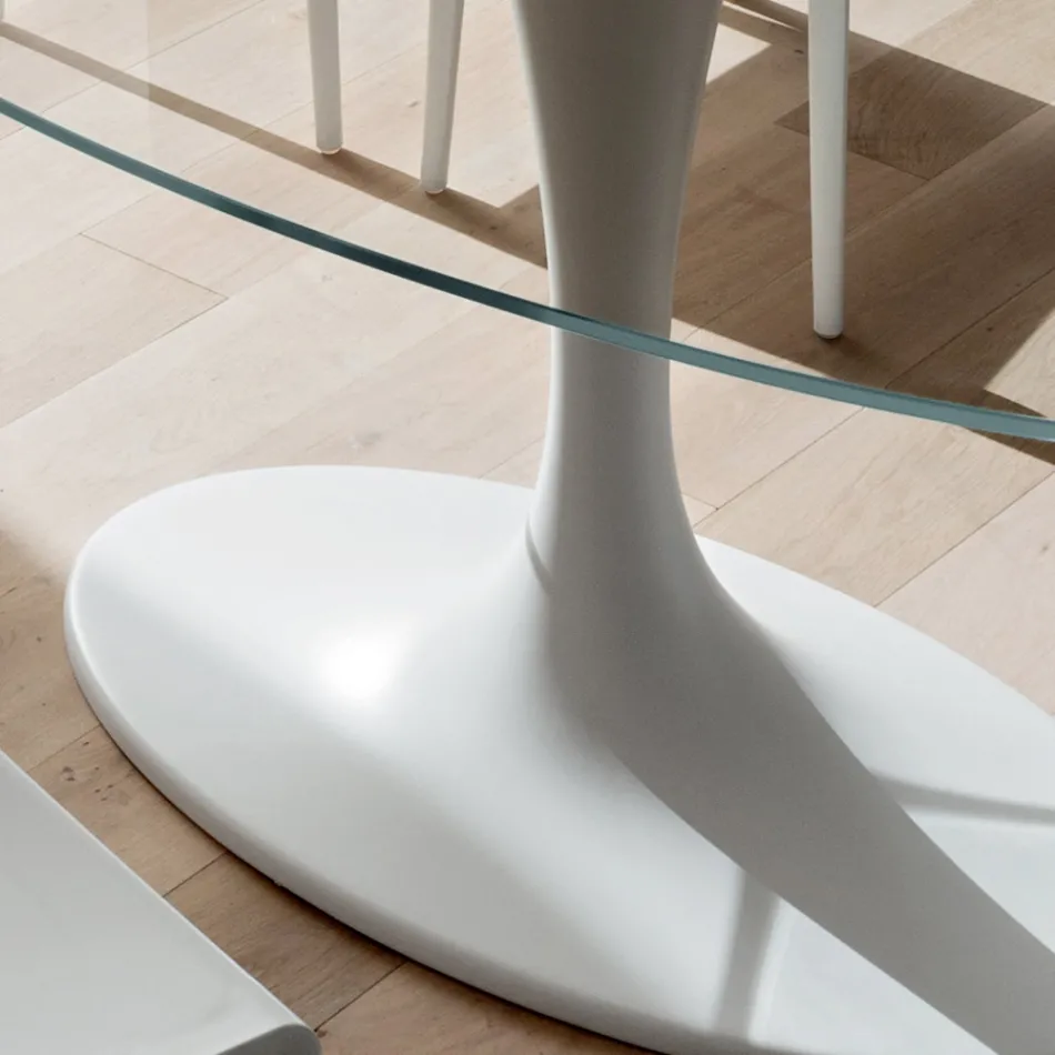 Table de cuisine de luxe en verre trempé et marbre fabriquée en Italie - Brontolo Viadurini