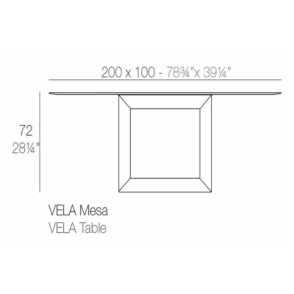 Table Outdoor 200x100 cm Vela de Vondom, en résine de polyéthylène Viadurini