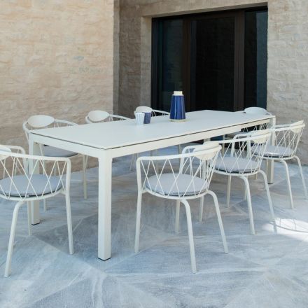 Table d'extérieur extensible jusqu'à 250 cm en métal Made in Italy - Beverly Viadurini
