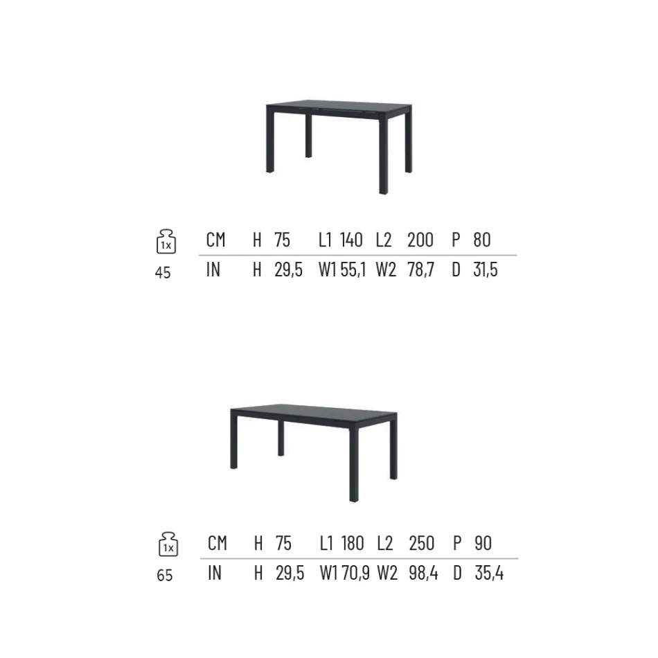 Table d'extérieur extensible jusqu'à 250 cm en métal Made in Italy - Beverly Viadurini