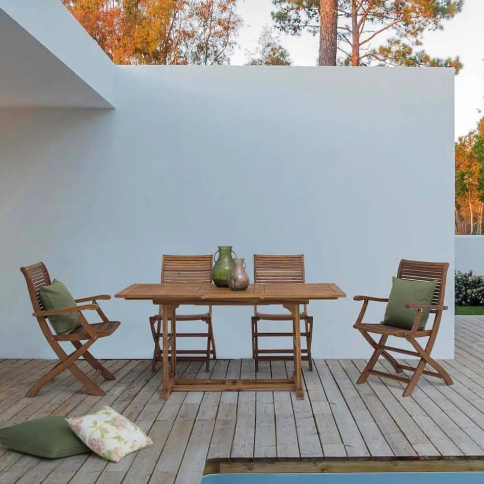 Table d'extérieur extensible jusqu'à 160 cm en bois d'acacia - Nuage Viadurini