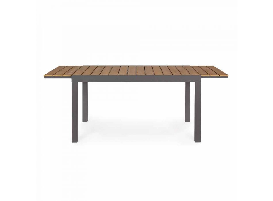 Table d'extérieur extensible jusqu'à 200 cm avec plateau en teck - Finition Bobel Viadurini