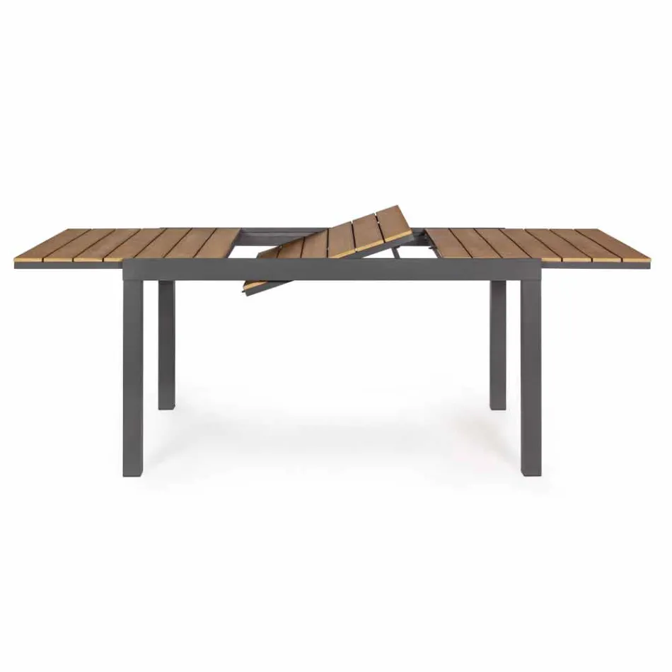 Table d'extérieur extensible jusqu'à 200 cm avec plateau en teck - Finition Bobel Viadurini