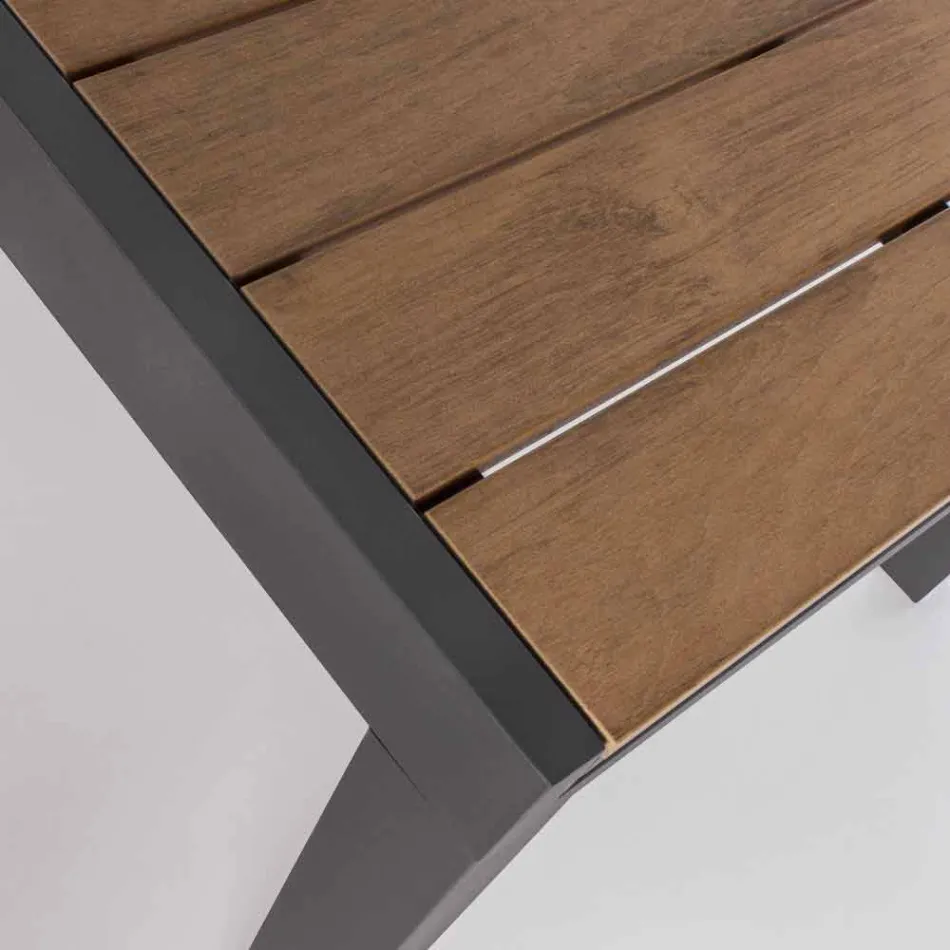 Table d'extérieur extensible jusqu'à 200 cm avec plateau en teck - Finition Bobel Viadurini