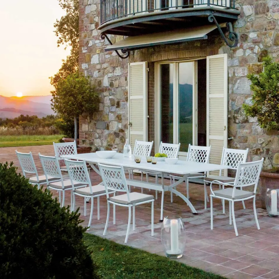 Table d'extérieur extensible jusqu'à 320 cm en acier galvanisé Made in Italy - Pearl Viadurini