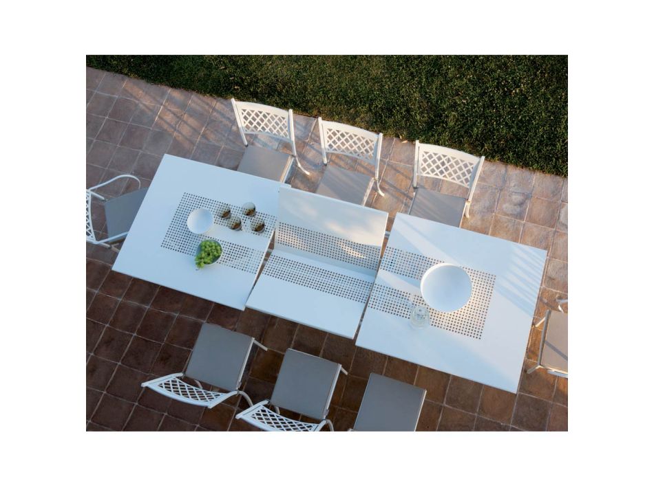 Table d'extérieur extensible jusqu'à 320 cm en acier galvanisé Made in Italy - Pearl Viadurini