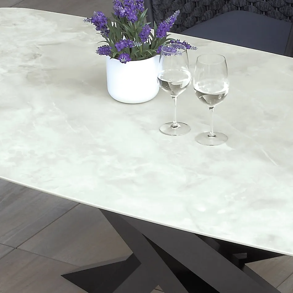 Table d'extérieur avec base en aluminium et plateau en HPL laminé 12 mm - Zefiro Viadurini