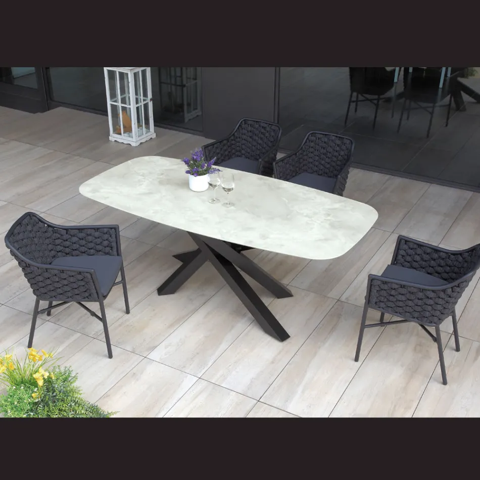 Table d'extérieur avec base en aluminium et plateau en HPL laminé 12 mm - Zefiro Viadurini