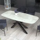 Table d'extérieur avec base en aluminium et plateau en HPL laminé 12 mm - Zefiro Viadurini