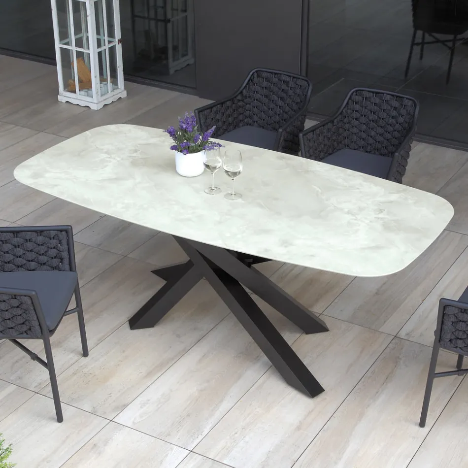 Table d'extérieur avec base en aluminium et plateau en HPL laminé 12 mm - Zefiro Viadurini