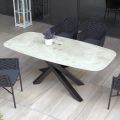 Table d'extérieur avec base en aluminium et plateau en HPL laminé 12 mm - Zefiro