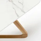Table d'extérieur avec base en bois et plateau en céramique Calacatta Oro - Infinity Viadurini