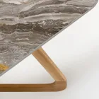 Table d'extérieur avec base en bois et plateau en céramique Orobico Luxe - Infinity Viadurini
