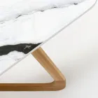 Table d'extérieur avec base en bois et plateau en céramique Panda Blanc - Infinity Viadurini