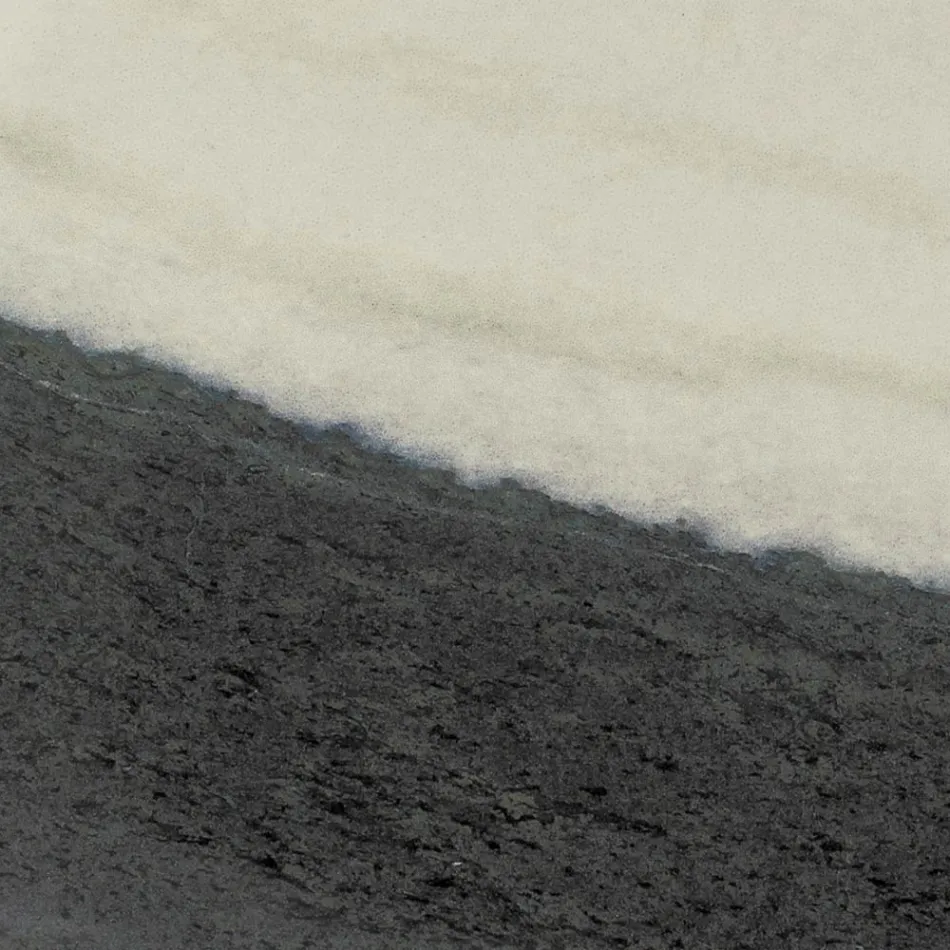 Table d'extérieur avec base en bois et plateau en céramique Panda Blanc - Infinity Viadurini