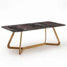Table d'extérieur avec base en bois et plateau en céramique rouge Domus - Infinity Viadurini