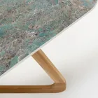 Table d'extérieur avec base en bois et plateau en céramique Santos - Infinity Viadurini