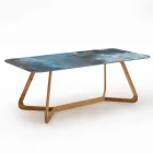 Table d'extérieur avec base en bois et plateau en céramique Thunderstorm - Infinity Viadurini