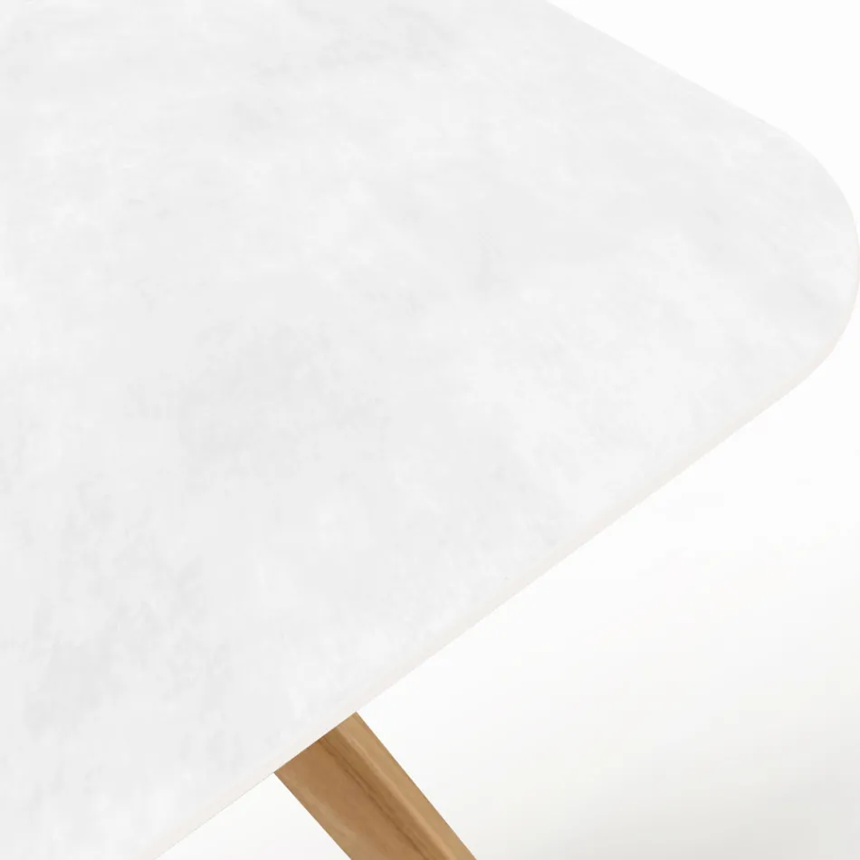 Table d'extérieur avec base en bois et plateau en céramique blanc total - Infinity Viadurini