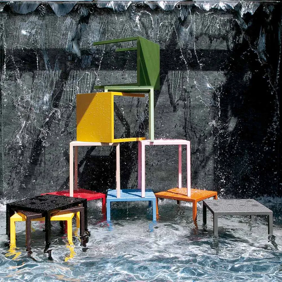 Table d'extérieur avec structure en acier galvanisé Made in Italy - Azul Viadurini