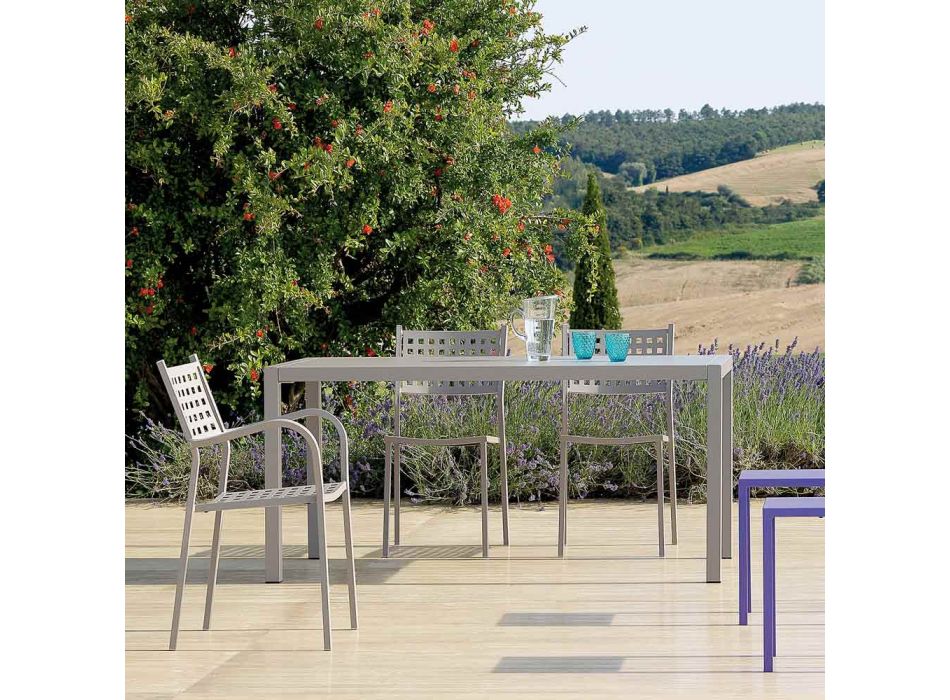 Table d'extérieur rectangulaire en acier galvanisé Made in Italy - Azul Viadurini