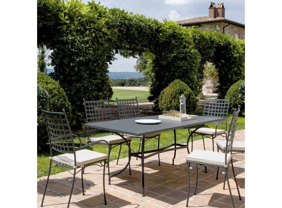 Table d'extérieur rectangulaire en acier galvanisé Made in Italy - Sibo Viadurini
