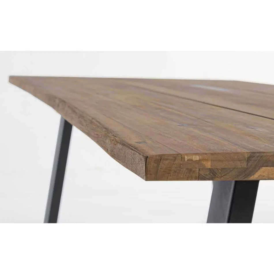 Table d'extérieur en bois d'acacia avec pieds en acier peint - Sheldon Viadurini