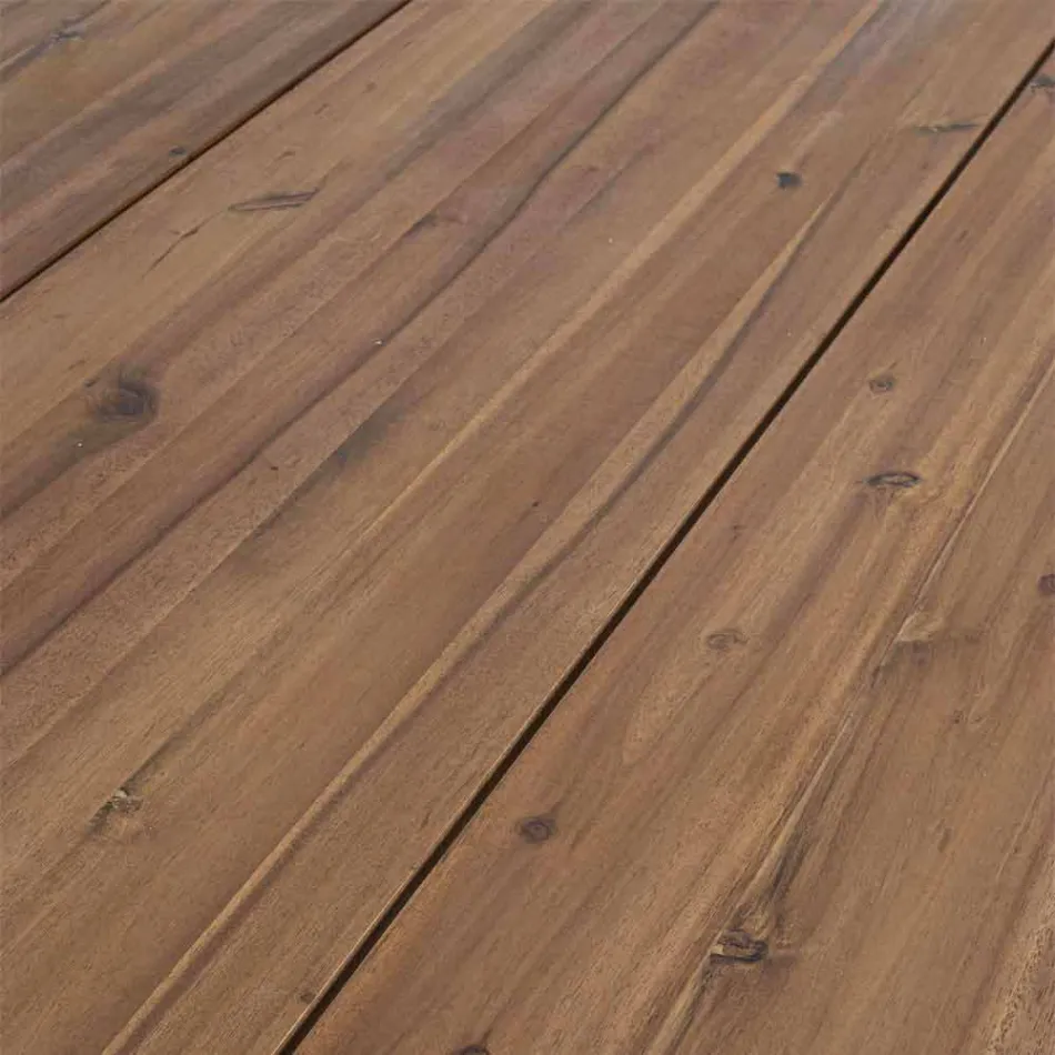 Table d'extérieur en bois d'acacia avec pieds en acier peint - Sheldon Viadurini
