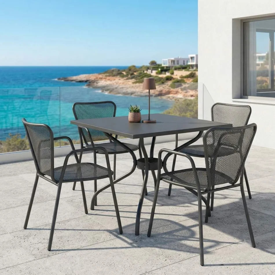 Table d'extérieur Lirion en métal peint, disponible en deux tailles, fabriquée en Italie Viadurini